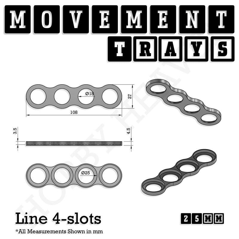 25mm Movement Trays for Tabletop Games | Waargaming | Full Range - Only-Games