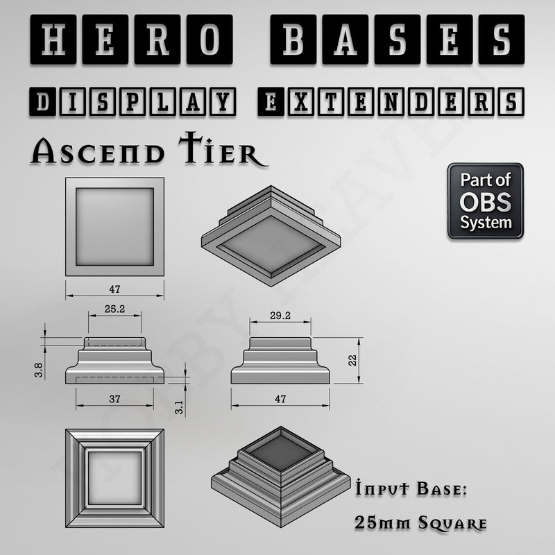 Hero Bases Display Extenders | Squares and Rectangles | Convert Gaming Bases to Display Bases & Plinths - Only-Games