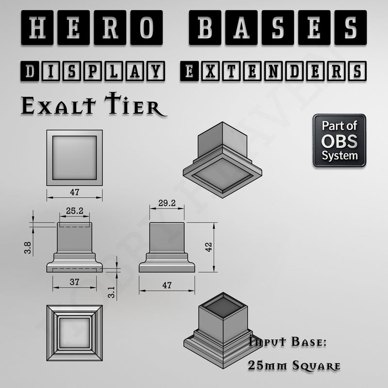 Hero Bases Display Extenders | Squares and Rectangles | Convert Gaming Bases to Display Bases & Plinths - Only-Games