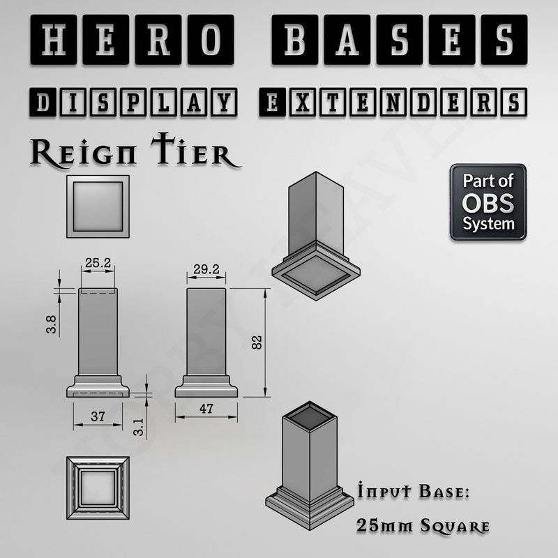 Hero Bases Display Extenders | Squares and Rectangles | Convert Gaming Bases to Display Bases & Plinths - Only-Games