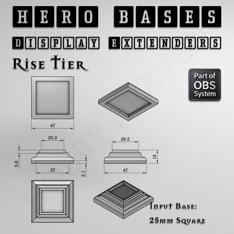 Hero Bases Display Extenders | Squares and Rectangles | Convert Gaming Bases to Display Bases & Plinths - Only-Games