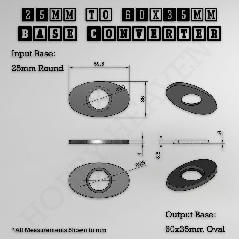 Round To Oval Bases Size Converters 3d Print Full Range - Only-Games