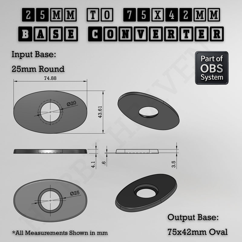 Round To Oval Bases Size Converters 3d Print Full Range - Only-Games