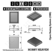 Rectangle Bases Range Sizes - 75x30mm to 125x40mm Medium Sizes 3d Print Full Range Tabletop Games - Only-Games