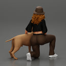 Chola Girl in hat sitting on knee hugging her dog - Only-Games