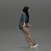 lowrider chola girl is leaning against the car, wearing a long open shirt with pigtails hair - Only-Games