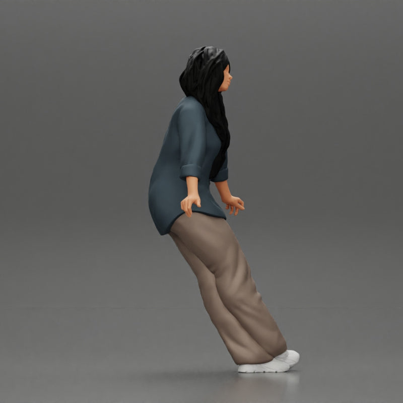 lowrider chola girl is leaning against the car, wearing a long open shirt with pigtails hair - Only-Games