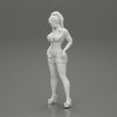 Sexy woman in bra and mini shirt undressing her shorts - Only-Games