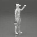 Motorbiker holding his helmet while waving his hand - Only-Games