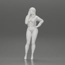 sexy girl in bikini and mini jacket standing smoking cigarette on the beach - Only-Games