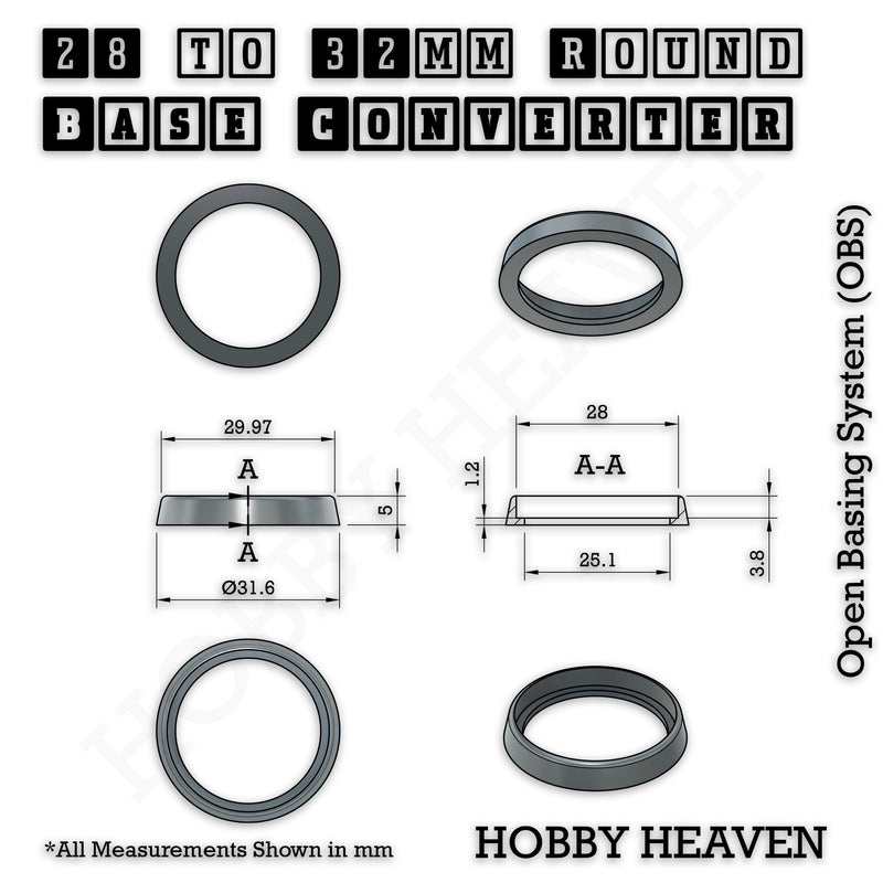 Round Bases Size Converters Round to Round 3d Print Full Range - Only-Games