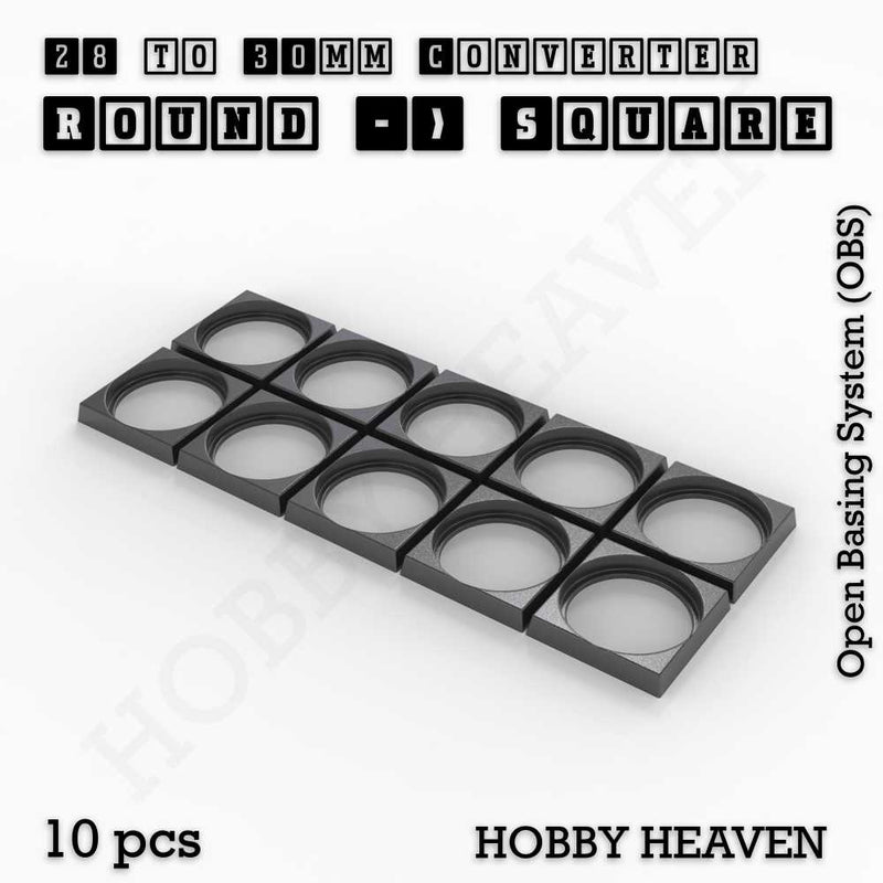 Round to Square Bases Shape and Size Converters 3d Print Full Range - Only-Games