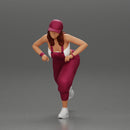 girl in overalls suit and cap riding fast an electric scooter - Only-Games