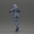 Sexy girl in mini skirt and shorts looking out over the edge of the stairs - Only-Games