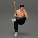 gangster man in a cap sitting holding a baseball bat and smoking - Only-Games