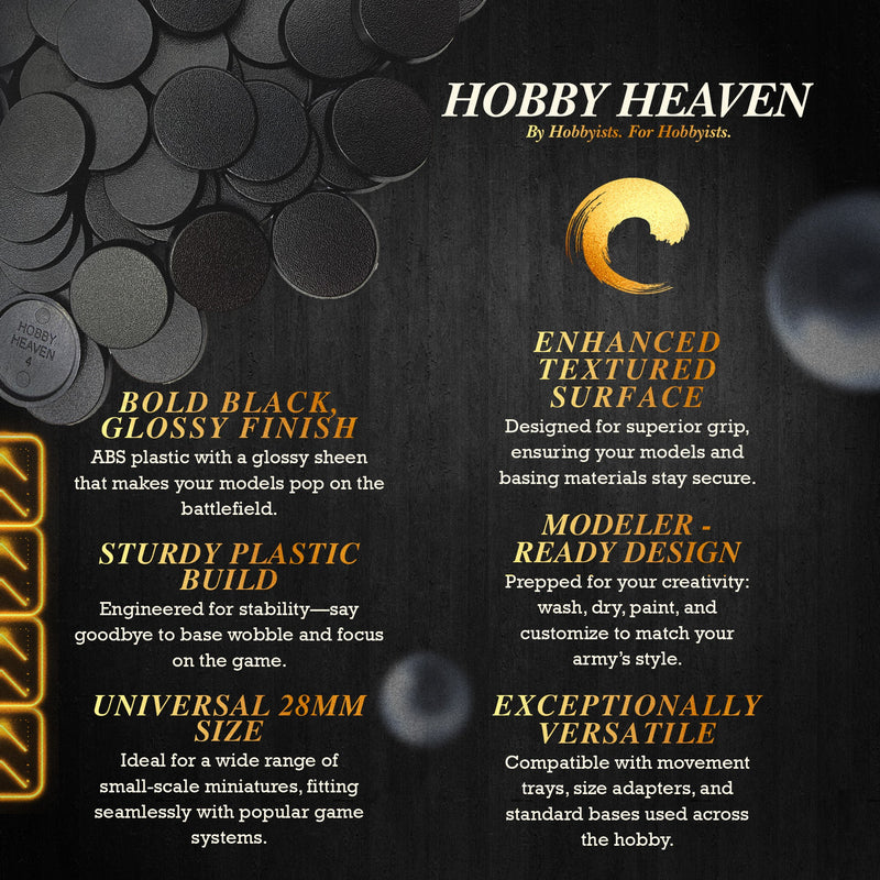 28mm Round Plain Plastic Bases for Wargaming Miniatures | Hobby Heaven - Only-Games