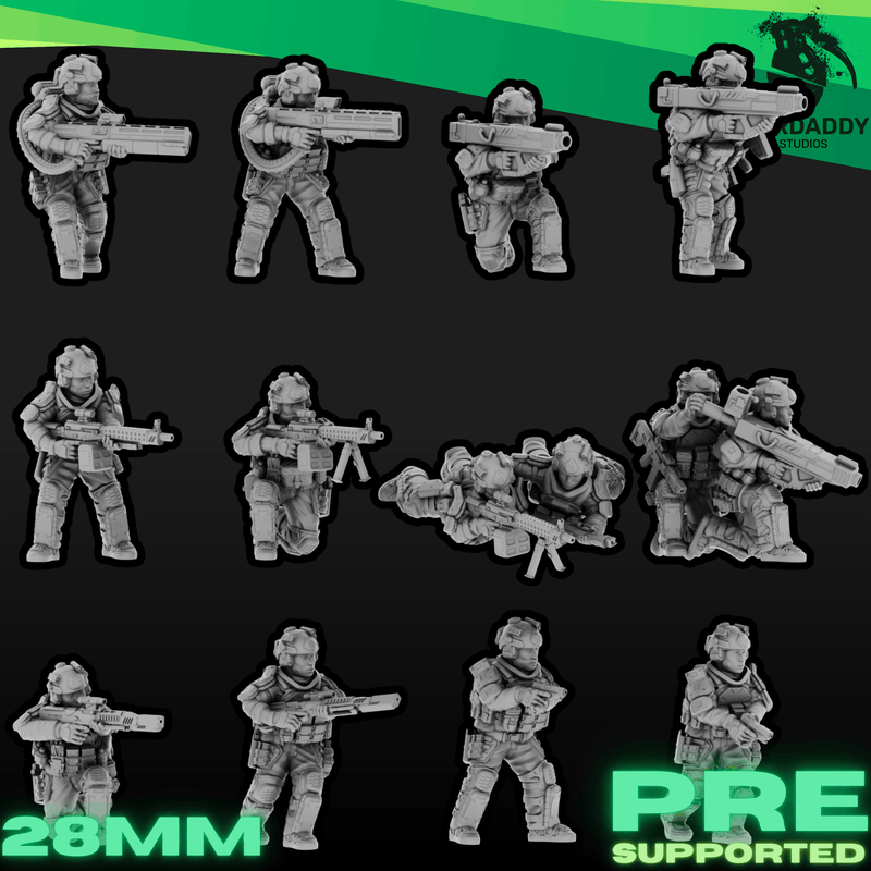 Sci-Fi Future Mercs- Support Weapons - Highcut Helmets (28mm)