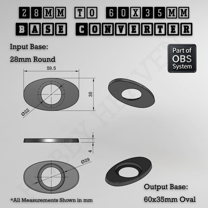 Round To Oval Bases Size Converters 3d Print Full Range - Only-Games