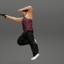 Gangster man in cap shooting gun leaning out the window of the car - Only-Games