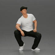 hip-hop man sitting in shirt and cap - Only-Games