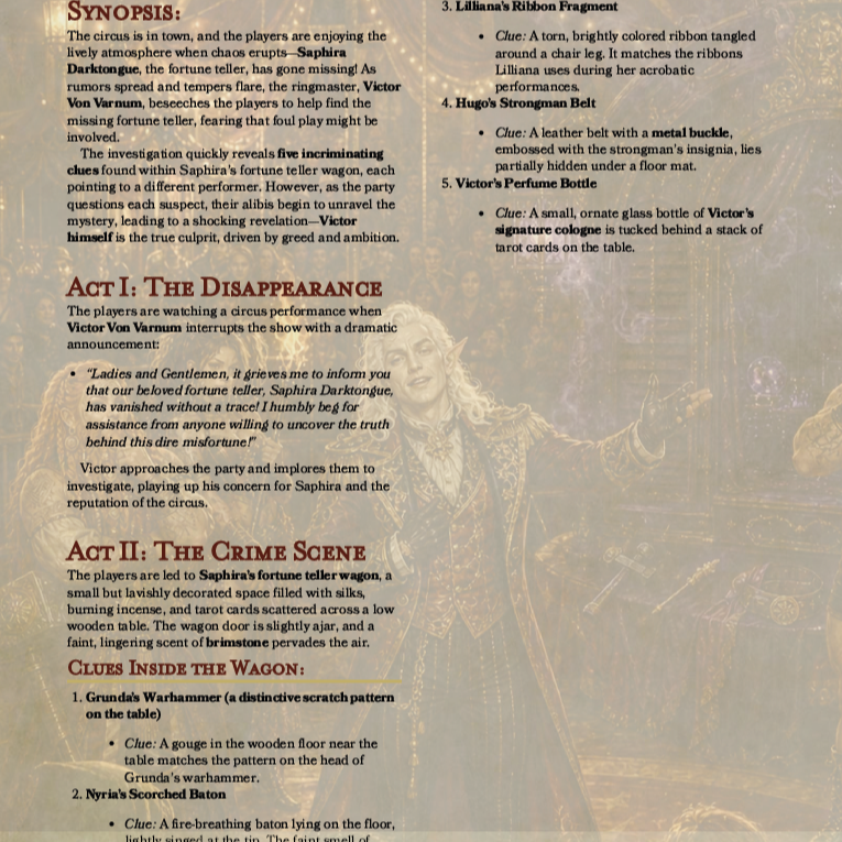 The Vanishing Oracle - One Shot - Circus Murder Mystery