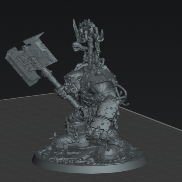 Big SkrapperBoss - Sci-Fi Orc Warlord Miniature | Scrap-Tech| Original Wargaming 40mm and 50mm base