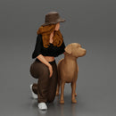 Chola Girl in hat sitting on knee hugging her dog - Only-Games