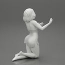 Sexy girl in mini dress with short hair sitting on her knees - Only-Games