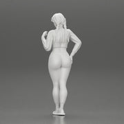 Beautiful woman with pigtails hair in mini shirt - Only-Games