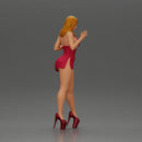 Confident Woman Posing Elegantly in Red Dress and Heels - Only-Games