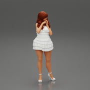 Beautiful woman with long hair standing and posing in fashion summer dress - Only-Games