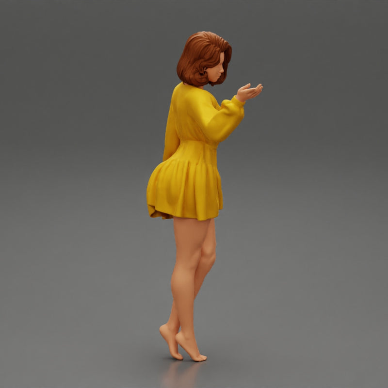 Stylish Beautiful Woman Wearing a V neck Dress - Only-Games