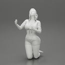 Sexy girl in mini shirt and jean shorts sitting on her knees - Only-Games