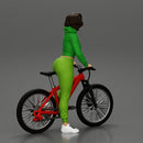 Young sexy sporty woman in pants and snickers short haired posing with bicycle - Only-Games