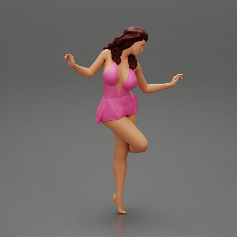Sexy Woman In Dress Having Fun Holding One Leg - Only-Games