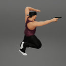 Gangster man in cap shooting gun leaning out the window of the car - Only-Games