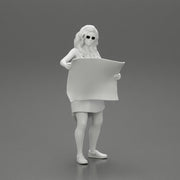 travel woman in dress with sun glasses holding a map and looking to the map - Only-Games