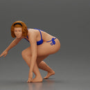 Confident surfer woman in a bikini, riding a wave on her surfboard - Only-Games