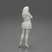Beautiful woman with long hair standing and posing in fashion summer dress - Only-Games