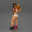 2 separated naked Girls Boxing in boxing gloves ready to finish off in the boxing ring about to be knocked out - Only-Games