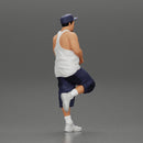 gangster in cap and short standing in one leg leaning against car - Only-Games