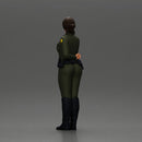 policewoman standing hand resting on her back speaking into a radio with short hair - Only-Games