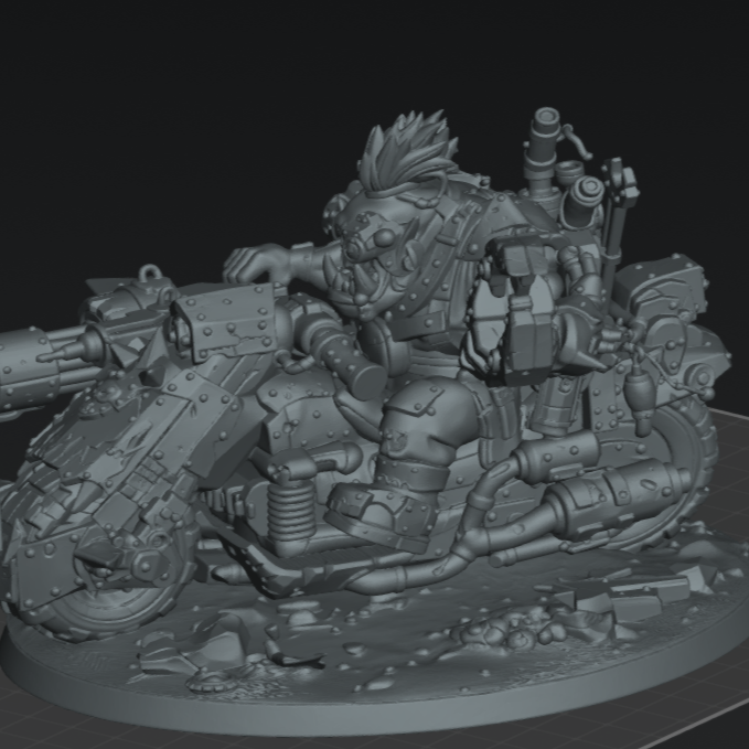 Skrappdakka Wazbike – Sci-Fi Orc Warlord Miniature | Scrap-Tech Tabletop Commander | Original Wargaming Model 120 x 92mm base