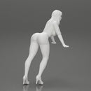 sexy girl in shorts and mini shirt leans against the car with her hands - Only-Games