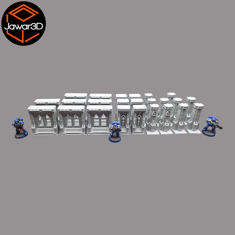 Modular Gothic Walls - 28mm Wargaming Scatter Terrain Scenery Tabletop Miniature - Only-Games