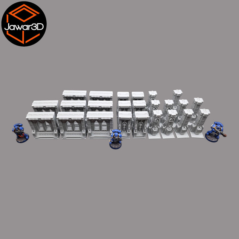 Modular Gothic Walls - 28mm Wargaming Scatter Terrain Scenery Tabletop Miniature - Only-Games