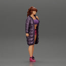 Sexy girl in shorts and long jacket standing - Only-Games