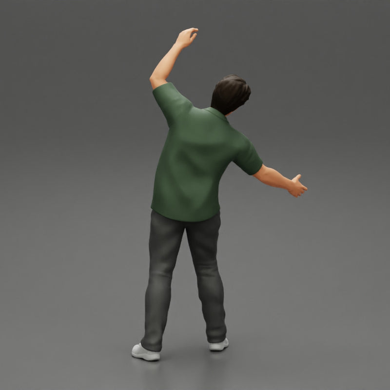 young man in a shirt and pants dancing - Only-Games