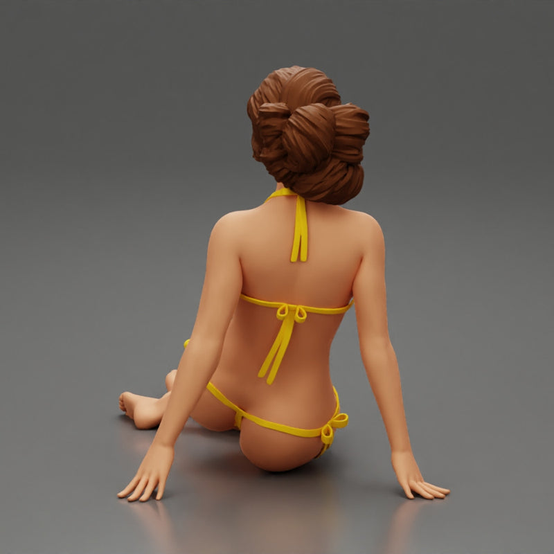 Sexy Woman Girl Sitting in Bikini on Beach - Only-Games