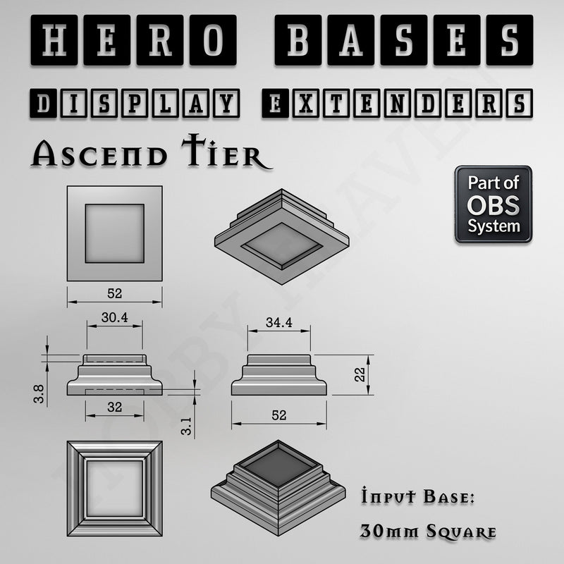 Hero Bases Display Extenders | Squares and Rectangles | Convert Gaming Bases to Display Bases & Plinths - Only-Games